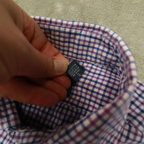 Polo Ralph Lauren Vintage Men's Stanton Purple Plaid Button Up Shirt size Large - Picture 9 of 9